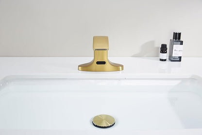 Touchless Bathroom Sink Faucet, Automatic Sensor Faucet for 3 Hole,Touchless Faucet for Bathroom Sink,Gold Smart Faucet