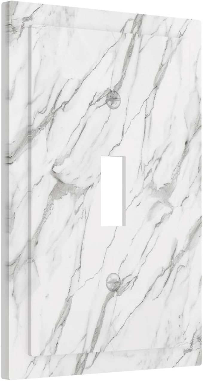 Decorative Light Switch Cover Plate Modern Grey Marble Texture 1 Gang Single Toggle Wall Plates for Electrical Outlet Covers Switch Plate Covers Faceplate for Bedroom Kitchen Decor