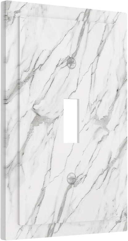 Decorative Light Switch Cover Plate Modern Grey Marble Texture 1 Gang Single Toggle Wall Plates for Electrical Outlet Covers Switch Plate Covers Faceplate for Bedroom Kitchen Decor