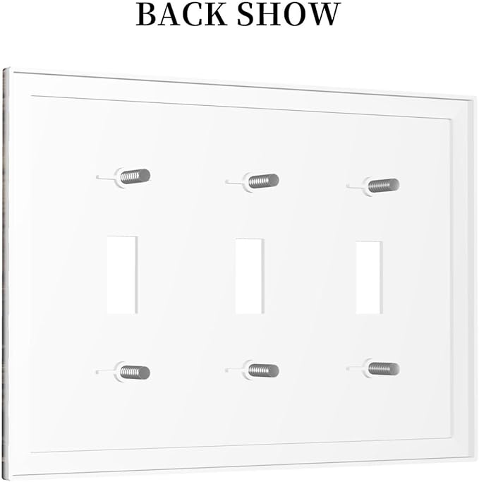 Decorative Light Switch Cover Plate Black And White Dandelion Art Vintage Wood Grain 3 Gang Wall Plate Triple Toggle Switch Plate Covers Electrical Outlet Cover for Farmhouse Cabin Decor