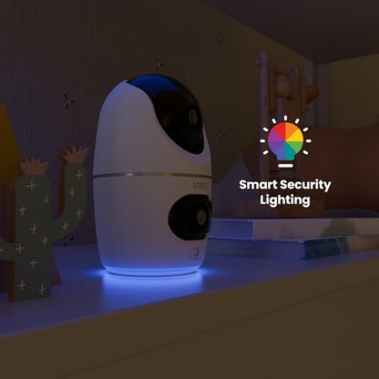 Lorex 2K Dual Lens Indoor Wi-Fi Security Camera | Auto-Tracking | 360° Pan-Tilt | Person & Pet Detection | IR Night Vision | 2-Way Talk | Cloud & 32GB Local Storage