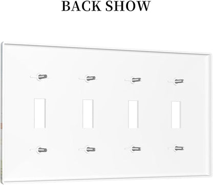 Light Switch Covers Vintage Rustic Brown Wood Grain Quad Toggle Electrical Faceplate 4 Gang Wall Plate Decorative Switch Plates for Bedroom Farmhouse Decor