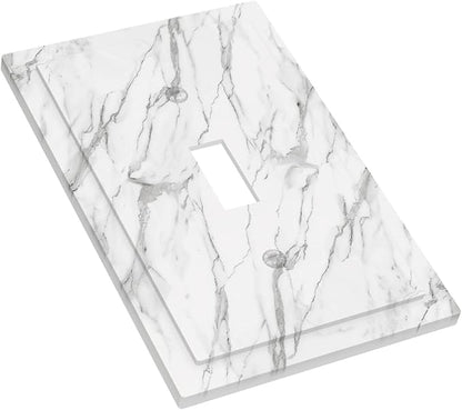 Decorative Light Switch Cover Plate Modern Grey Marble Texture 1 Gang Single Toggle Wall Plates for Electrical Outlet Covers Switch Plate Covers Faceplate for Bedroom Kitchen Decor