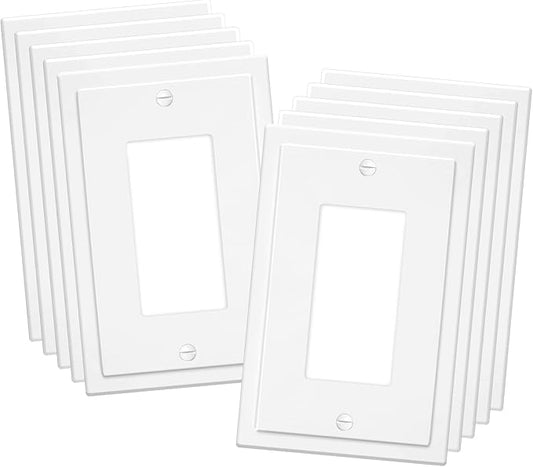 1-Gang Modern Edge Decorative Wall Plate Cover Switch Outlet Single Decorator Electrical Faceplate for Light Switches, Smart Switch, GFCI, Dimmers, Receptacle, USB Outlet (10 Pack, Single Decorator)