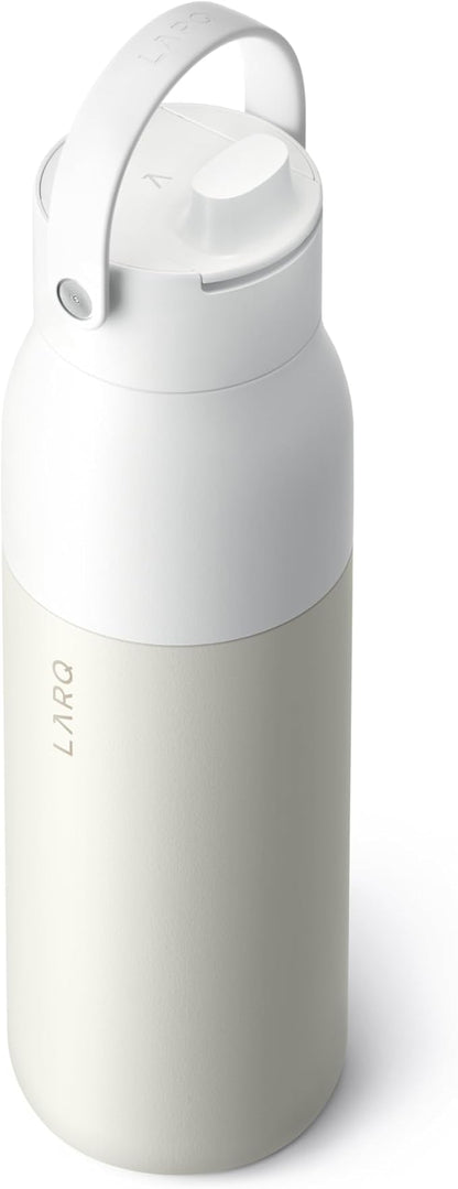 LARQ Bottle Swig Top 34oz - Insulated Stainless Steel Water Bottle With Built-In Silicone Handle | BPA Free | Reusable Water Bottle for Sports, Gym, and Travel, Granite White