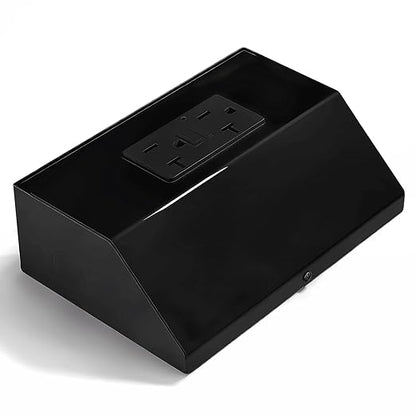 Under Cabinet GFCI Safety Outlet, 20 AMP, Self-Testing, Wall Distribution Box (Black)