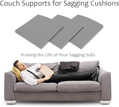 Couch Cushion Supports for Sagging Seat 22'' x 22'' High Density 40D Curved Foam Sofa Cushion Support Under The Saggy Pads Firmer Foam Lifters for Saggy Couch Set of 3 (Grey, 22 Inch * 22 Inch)