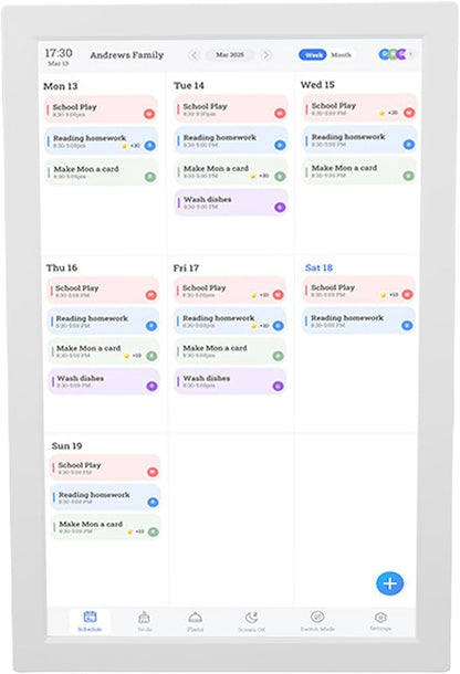 Jiawu 10.1 inch Wall Planner Digital Calendar & Chore Chart, Smart Touchscreen Interactive Display, Electronic Picture Frame for Family Schedules, Routines, Wall & Desk Mountable