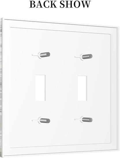 White Poppies Floral Modern Grey Peonies Flowers Decorative Switch Plates 2 Gang Double Toggle Outlet Light Switch Cover Wall Plate Electrical Faceplate for Bedroom Bathroom Decor