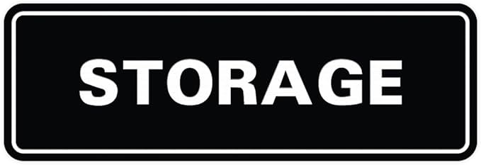 Standard STORAGE Door/Wall Sign - Black - Large (1 Pack)