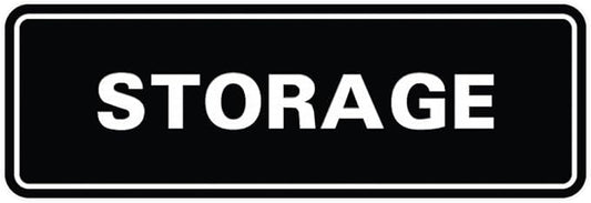 Standard STORAGE Door/Wall Sign - Black - Large (1 Pack)