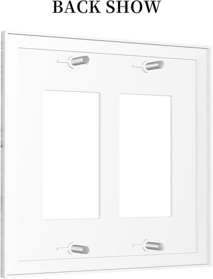 Decorative Outlet Covers Rustic Vintage White Wood Grain 2 Gang Double GFCI Rocker Electrical Wall Panels Light Switch Cover Plate for Farmhouse Home Decor