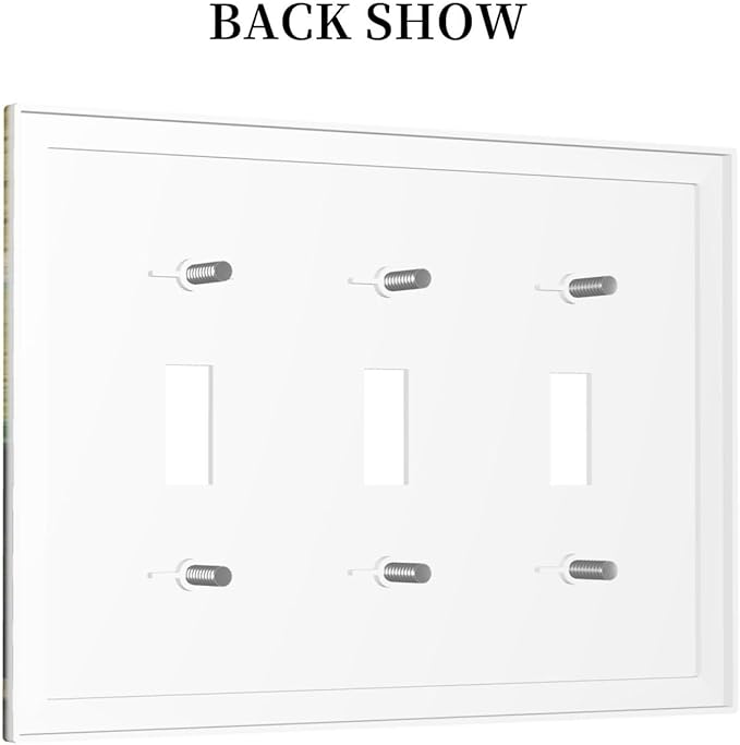 Decorative Light Switch Cover Plate Vintage Style Cat City Stamp 3 Gang Wall Plate Triple Toggle Switch Plate Covers Electrical Outlet Cover for Bedroom Home Decor