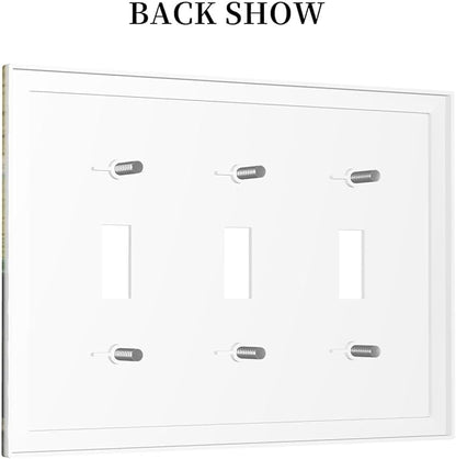 Decorative Light Switch Cover Plate Vintage Style Cat City Stamp 3 Gang Wall Plate Triple Toggle Switch Plate Covers Electrical Outlet Cover for Bedroom Home Decor