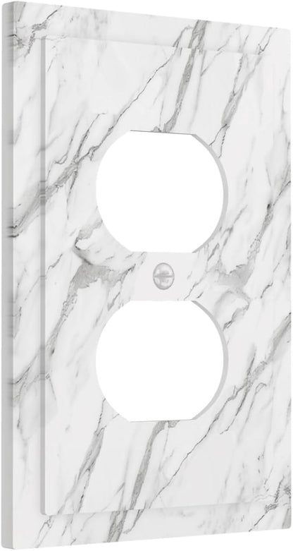 Decorative Outlet Covers Modern Grey Marble Texture 1 Gang Duplex Light Switch Cover Plate Unique Wall Plates for Electrical Outlets Switch Plate Covers for Bedroom Kitchen Home Decor