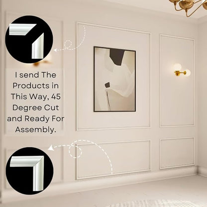 Peel and Stick Wall Molding Package Ready to Assemble, Pre-Cut Factory Primed, Wall Panel Kit, Wall Molding Package - Wall Trim Kit (Model-3)