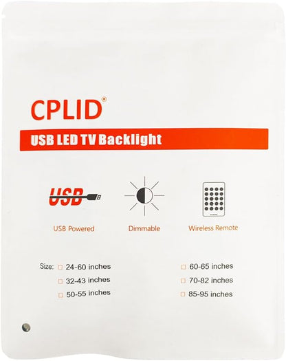 USB Powered LED Strip Lights TV Backlights Kit for 50 to 55 Inch TV - Sony LG Samsung Monitor Smart TV Wall Mount Stand Work Space Color Changing LED Background Ambient Lighting