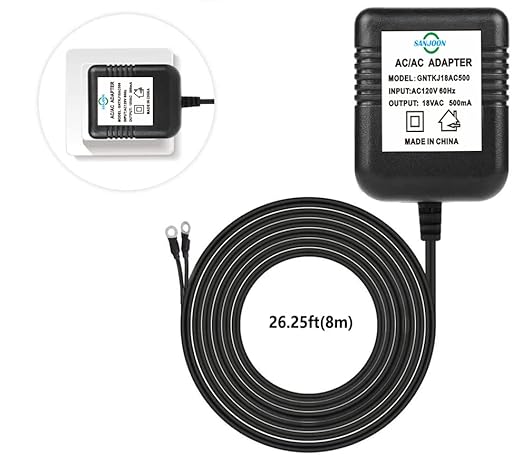 Video Doorbell Transformer 18V500MA Power Transformer Compatible with All Versions of Ring Doorbell and Nest Ecobee, Sensi and Honeywell Thermostats 26ft Cable (18V-26ft)