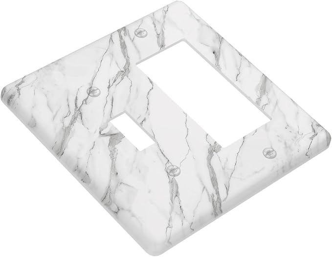 Decorative Outlet Covers Modern Grey Marble Texture 2 Gang Light Switch Cover Plate Single Toggle 1 Rocker Wall Plates for Electrical Outlets Switch Plate Covers for Bedroom Home Decor