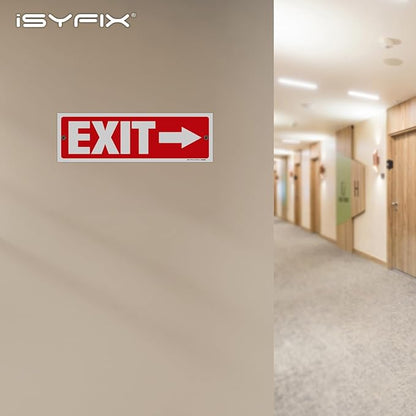 iSYFIX Exit Signs - 12 Pack 12x4 Inch Directional Arrow Signs, 40 mil Polystyrene Plastic, UV Laminated, Scratch & Fade Resistant, Waterproof - Ideal for Office, Theater, School, Business