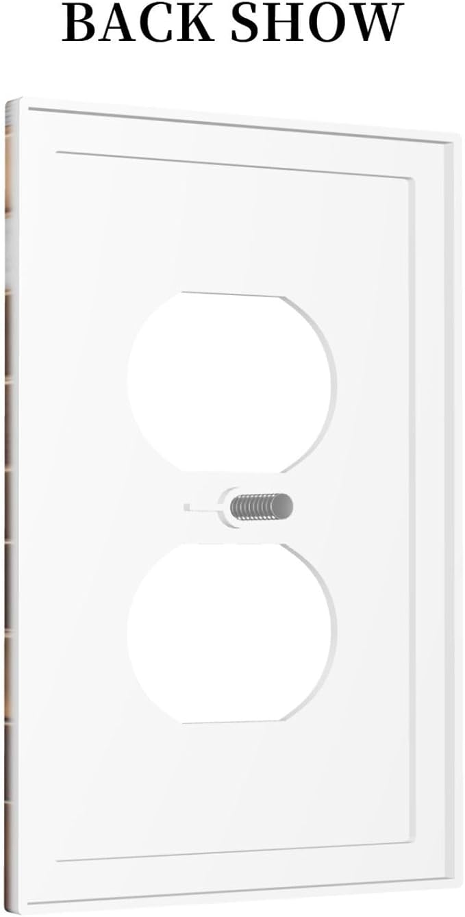 Brown Abstract Luxury Modern Geometric Cubic Marble Duplex Outlet Decorative Light Switch Covers Electrical Faceplate Switch Plates for Bathroom Kitchen Home