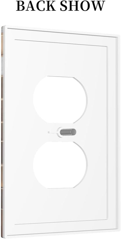 Brown Abstract Luxury Modern Geometric Cubic Marble Duplex Outlet Decorative Light Switch Covers Electrical Faceplate Switch Plates for Bathroom Kitchen Home