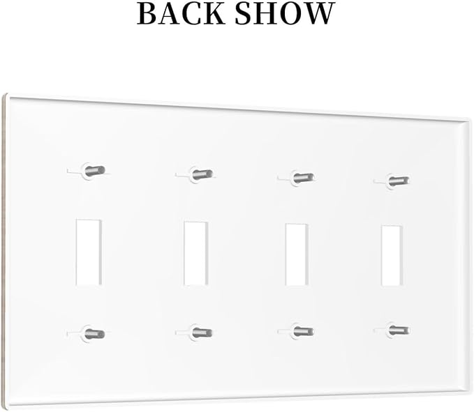 Light Switch Covers Vintage Rustic Wood Color Brown Wood Grain Quad Toggle 4 Gang Wall Plate Electrical Faceplate Decorative Switch Plates for Farmhouse Cabin Decor