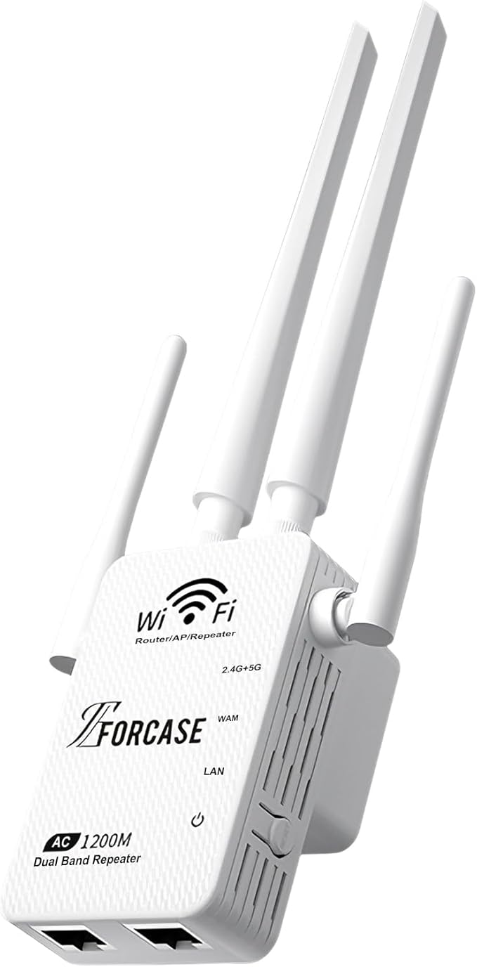 WiFi Extender Signal Booster Dual Band 5.8GHz&2.4GHz, w/6 Antennas WiFi Booster for Home Coverage up to 10200 Sq.ft, Signal Amplifier 1200Mbps WiFi Repeater w/Ethernet Port, 1-Tap Setup