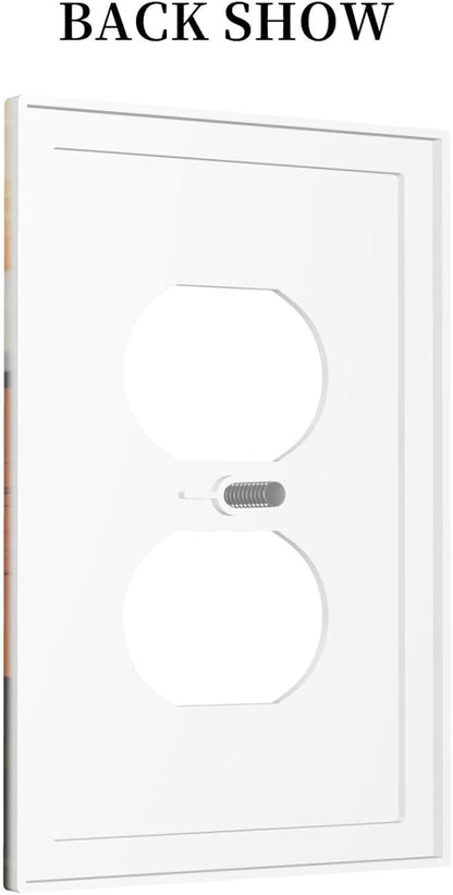 Sun Forest Deer Snow Mountain River Outlet Covers 1 Gang Duplex Light Switch Cover Decorative Switch Plates Electrical Receptacle Faceplate Wall Plate For Bed Room Living Room Decor