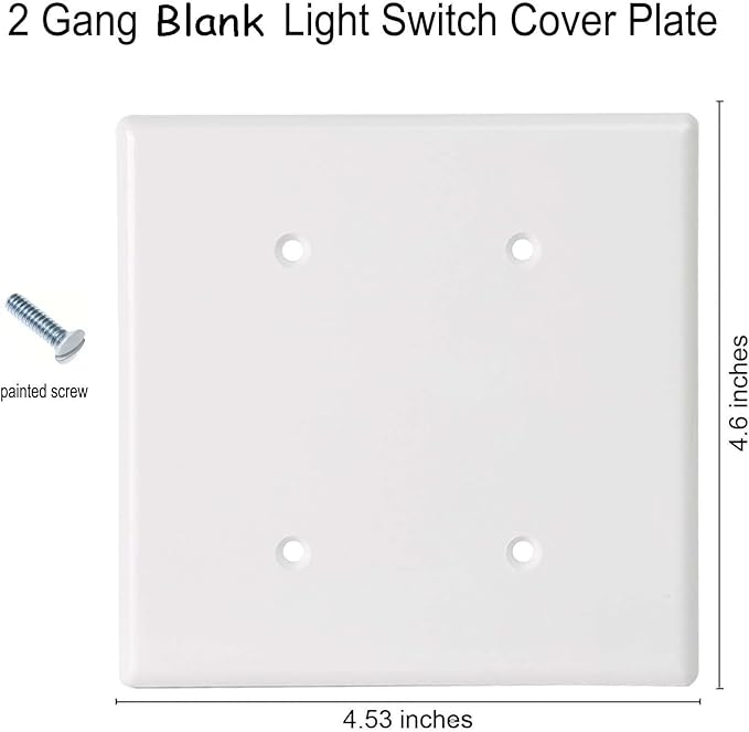 Blank Wall Plates 2-Gang blank Switch Outlet Electrical Cover Plate Unbreakable Thermoplastic Faceplate for Light Receptacle Outlet Switch, White (4 Pack)