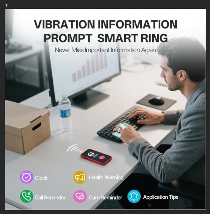 Smart Ring with Vibration Alerts, health tracker ring with Body Temperature Monitor, Heart Rate, Sleep & Fitness Tracking, Waterproof Activity Ring for Men & Women, No App Fees (Gunmetal Gray, 13#)