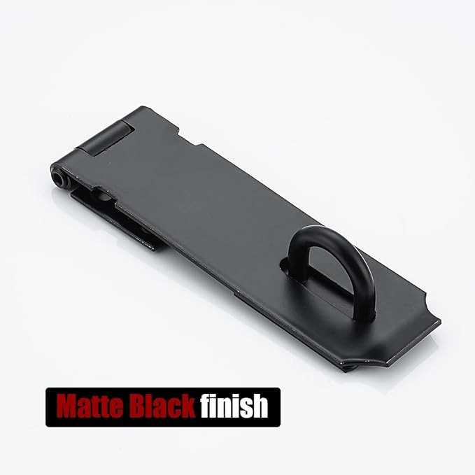 JQK Door Hasp Latch Lock, 5 Inch 304 Stainless Steel Safety Packlock Clasp Thickness 1.9 mm, Matte Black 2 Pack, DL130-PB-P2