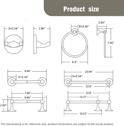 4-Piece Bathroom Hardware Set: Brushed Nickel Bathroom Accessory Set, Towel Bar,Towel Ring,Toilet Paper Holder,Robe Hook, Wall Mounted,Optional Install Longer or Shorter Towel bar