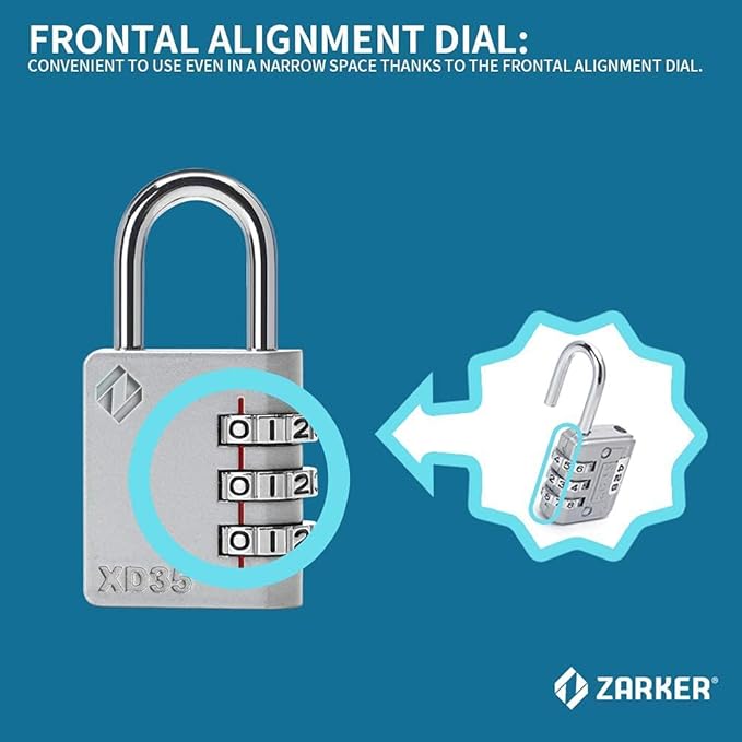 ZarkerXD35 Combination Lock, 3-Digit Padlock for School, Gym, Sports Locker Lock, Fence, Toolbox, Case, Outdoor, Hasp Storage (1-Pack, Pink)