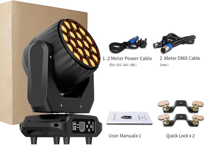 SHEHDS Moving Head Lights LED 19X20W Beam/Wash/Zoom/Dazzle/Strobe Effect RGBW 4in1 Big Bee Eye Stage Lights 4-45°Beam Angle CTO Mode DMX Control for Christmas Club Wedding