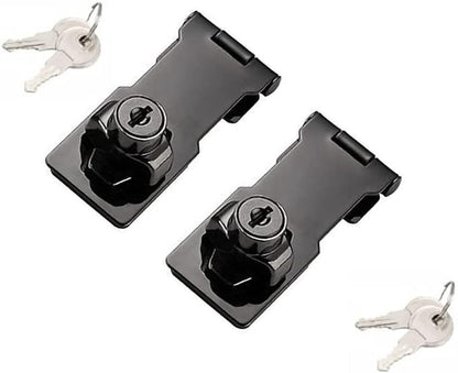 2 Packs Keyed Hasp Locks Twist Knob Keyed Locking Hasp for Small Doors, Cabinets and More,Stainless Steel Steel, Hasp Lock Catch Latch Safety Lock Door Lock with Keys (3inch, Bliack)