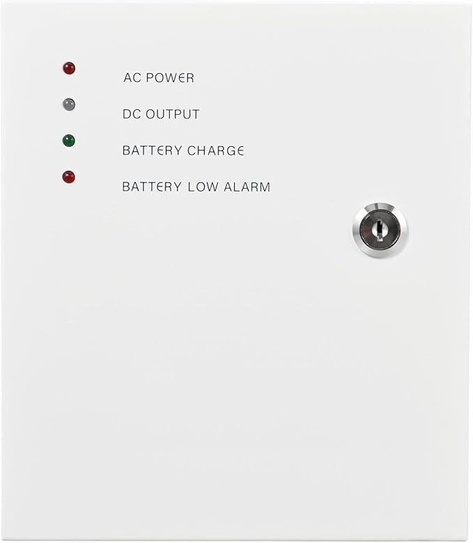 Access Control Power Supply Controller, 100V-240V AC to DC 12V/14V 5A, Adjustable Delay 0-15s, Metal Case with Battery Backup Charging & LED Indicators, for Door Locks, Intercoms, Access Systems