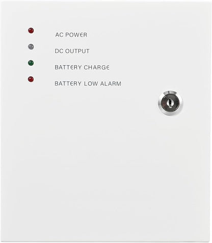 Access Control Power Supply Controller, 100V-240V AC to DC 12V/14V 5A, Adjustable Delay 0-15s, Metal Case with Battery Backup Charging & LED Indicators, for Door Locks, Intercoms, Access Systems