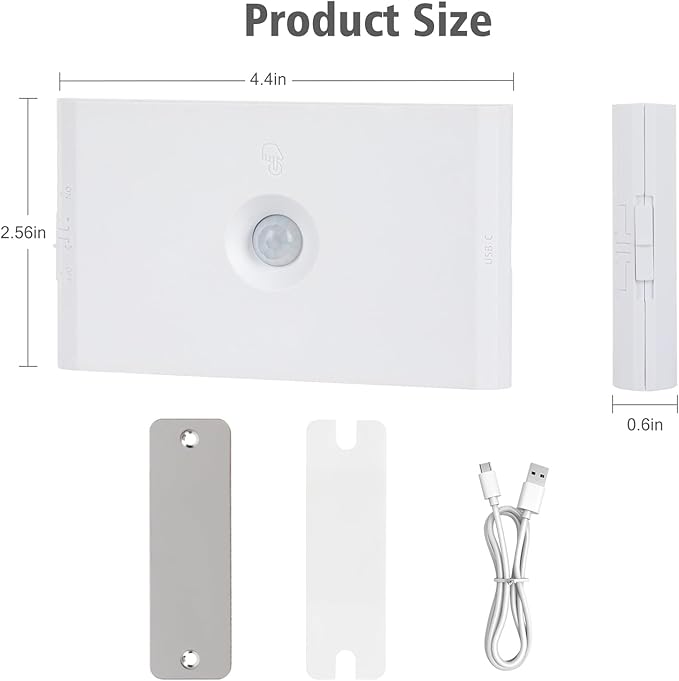 Motion Sensor Night Light, Rechargeable Battery Night Light, 2700K-6500K Magnetic/Stick-on Closet Lights, Dimmable Stair Lights for Bedroom Kitchen Hallway Stairs (2 Pack)