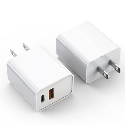 iPhone 17/16 Charger Block, 2Pack 20W Dual Port PD Fast USB C Wall Charger Adapter + USB A Quick Charging Brick Plug Compatible with iPhone Air/17/16/15/14/13/12/11/Pro Max/Plus/XS/XR/X,iPad,AirPods