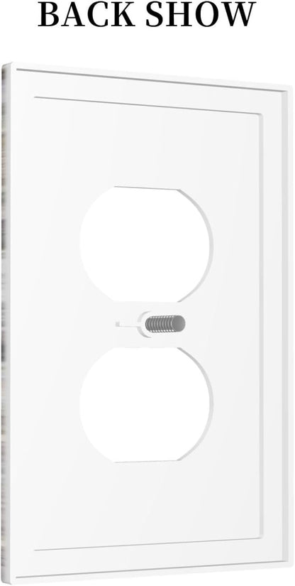 Vintage Light Wood Retro Rustic White Gray Oak Print Outlet Covers 1 Gang Duplex Light Switch Cover Decorative Switch Plates Electrical Receptacle Faceplate Wall Plate for Farmhouse Home Decor