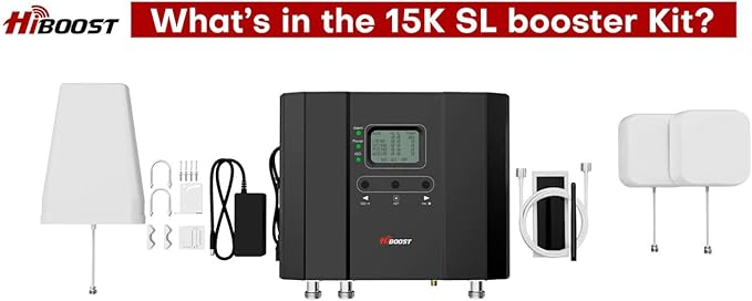 HiBoost Cell Phone Booster for Multiroom, Boost Cellular Signal up to 10,000 sq ft for All U.S. Carriers | Cell Phone Signal Boosters with 2 Inside Antennas Set for Homes & Offices 2-Story