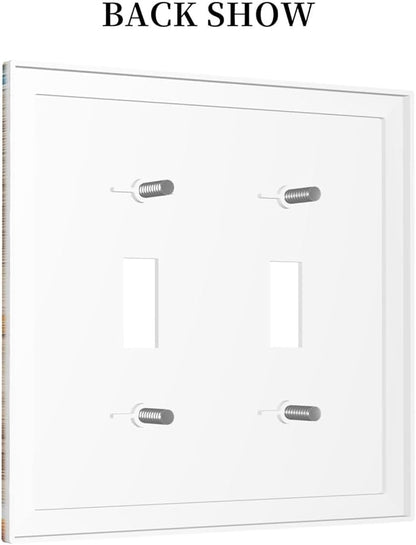 Decorative Switch Plates Blue Wood Grain Beach Shell Starfish 2 Gang Double Toggle Outlet Light Switch Cover Wall Plate Electrical Faceplate for Bathroom Farmhouse Decor