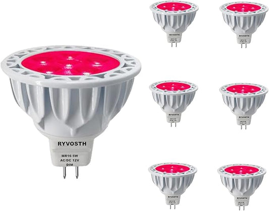 6-Pack MR16 Red Led Bulbs 5W Replace 35W 50W Halogen Equivalent,12V Low Voltage MR16 GU5.3 Red Color Bulb Spotlights for Outdoor Landscape Flood Track Lighting, Dimmable