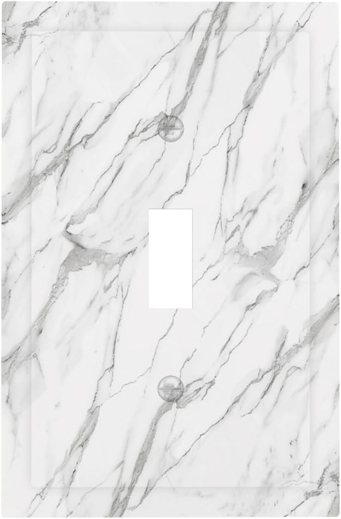 Decorative Light Switch Cover Plate Modern Grey Marble Texture 1 Gang Single Toggle Wall Plates for Electrical Outlet Covers Switch Plate Covers Faceplate for Bedroom Kitchen Decor