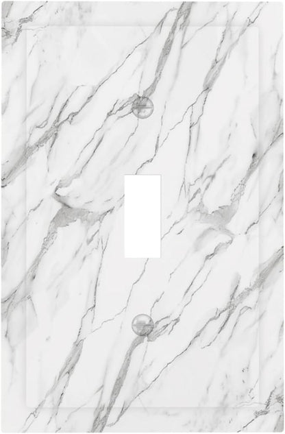 Decorative Light Switch Cover Plate Modern Grey Marble Texture 1 Gang Single Toggle Wall Plates for Electrical Outlet Covers Switch Plate Covers Faceplate for Bedroom Kitchen Decor