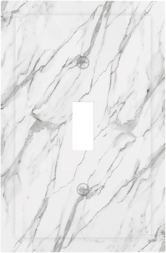 Decorative Light Switch Cover Plate Modern Grey Marble Texture 1 Gang Single Toggle Wall Plates for Electrical Outlet Covers Switch Plate Covers Faceplate for Bedroom Kitchen Decor