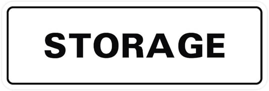 Standard STORAGE Door/Wall Sign - White - Medium (1 Pack)
