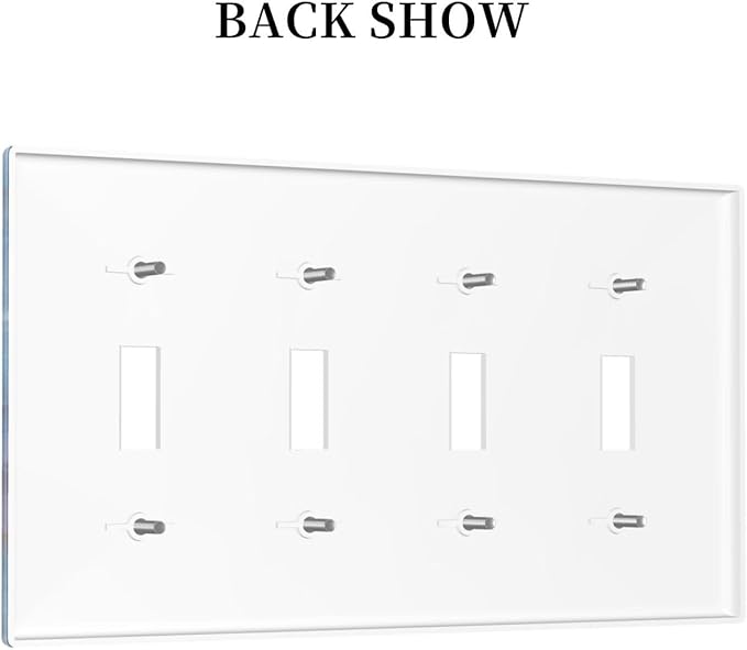 Decorative Light Switch Plate Covers Abstract Blue Purple Gold Marble Texture 4 Gang Light Switch Cover Plate Quad Toggle Wall Plate Outlet Covers Faceplate for Bathroon Kitchen Decor