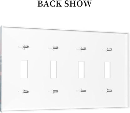 Light Switch Cover Plate Colorful Watercolor Flowers Wildflower Plants 4 Gang Quad Toggle Wall Plate Electrical Outlet Cover Decorative Switch Plate Covers for Bathroom Home Decor